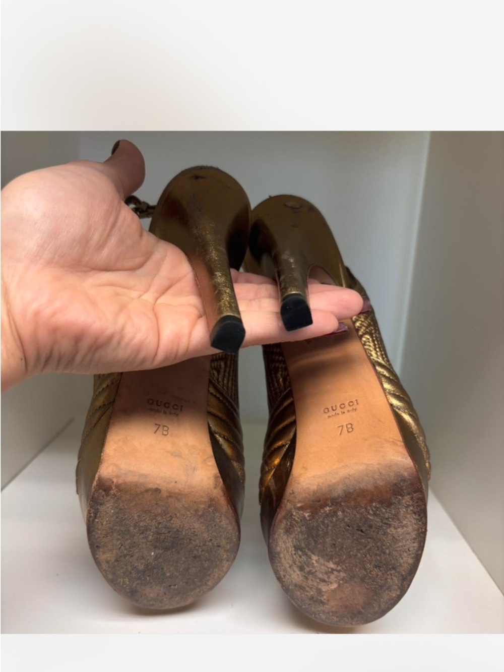 Gucci Gold Metallic Platform Slingback Pump #196 - Picture 6 of 7